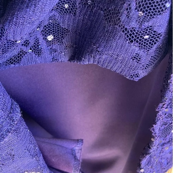 Dressbarn Connected Apparel Purple Lace Sequin Dress Size 10 Cowl Neck - Picture 11 of 12